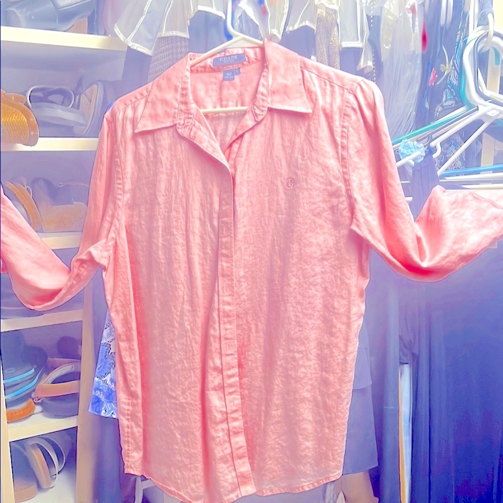 Chaps Pink Linen Women's Blouse
